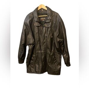 Micropa Men’s Black leather Cost/Jacket Size. Missing The Padding Large
